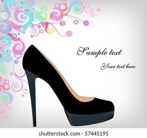 Realistic shoe with grunge object background