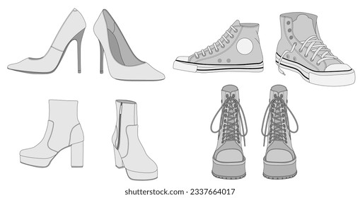 realistic shoes illustration fashion sewing