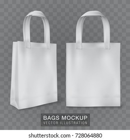 Realistic shopping bag corporate identity mock up template illustration on transparent background