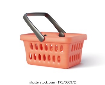 Realistic shopping cart with shadow isolated on white background. Vector illustration