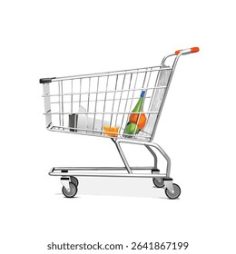 realistic shopping cart vector on white background