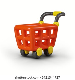 Realistic shopping cart with yellow and black elements