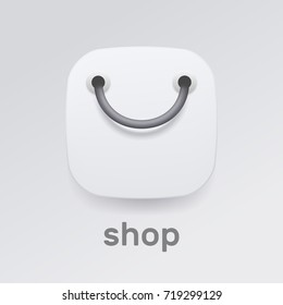 Realistic shopping icon. Vector icon design in flat 2.0 style.
