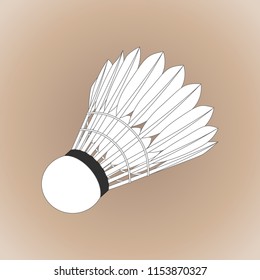 Realistic shuttlecock for big tennis, badminton, close-up. Vector illustration, EPS10.