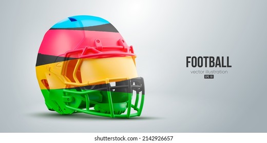 Realistic silhouette of a american football helmet man in action isolated white background. Vector illustration