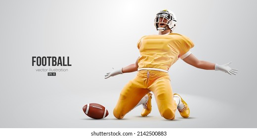 Realistic silhouette of a american football player man in action isolated white background. Vector illustration