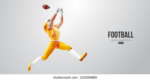 Realistic silhouette of a american football player man in action isolated white background. Vector illustration