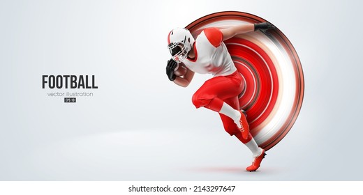 Realistic silhouette of a american football player man in action isolated white background. Vector illustration