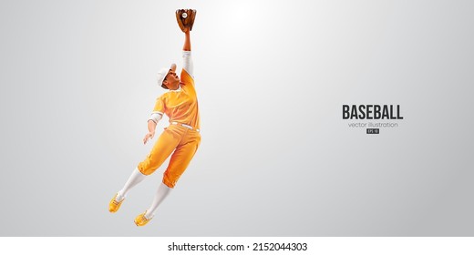 Realistic silhouette of a baseball player on white background. Baseball player batter hits the ball. Vector illustration