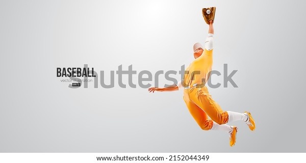 Realistic silhouette of a baseball player on\
white background. Baseball player batter hits the ball. Vector\
illustration