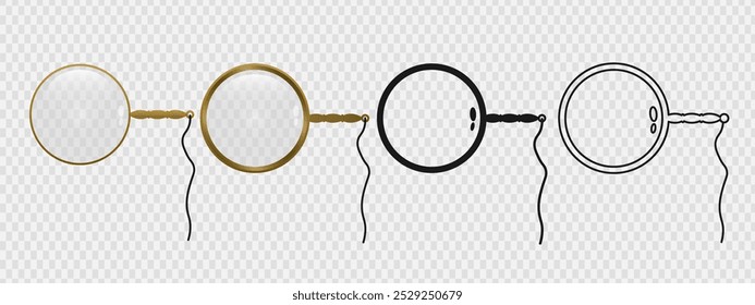 Realistic and silhouette glass monocle for hipster or gentelman	
