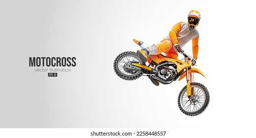 La silueta realista de un motociclista, el hombre está haciendo un truco, aislado en el fondo blanco. Transporte deportivo de moto Enduro. Ilustración del vector