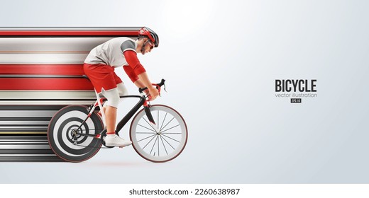 Realistic silhouette of a road bike racer, man is riding on sport bicycle isolated on white background. Cycling sport transport. Vector illustration