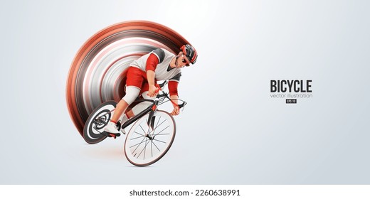 Realistic silhouette of a road bike racer, man is riding on sport bicycle isolated on white background. Cycling sport transport. Vector illustration