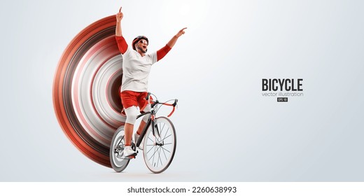 Realistic silhouette of a road bike racer, man is riding on sport bicycle isolated on white background. Cycling sport transport. Vector illustration