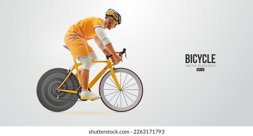 Silueta realista de un corredor de ciclismo de carretera, el hombre está montando en bicicleta deportiva aislado en fondo blanco. Transporte deportivo en bicicleta. Ilustración del vector