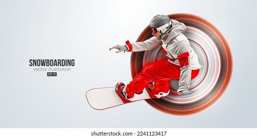 Realistic silhouette of a skiing on white background. The skier man doing a trick. Carving Vector illustration