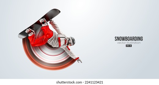 Realistic silhouette of a skiing on white background. The skier man doing a trick. Carving Vector illustration