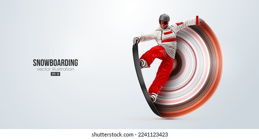 Realistic silhouette of a skiing on white background. The skier man doing a trick. Carving Vector illustration