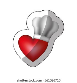 realistic silhouette sticker of chefs hat with heart