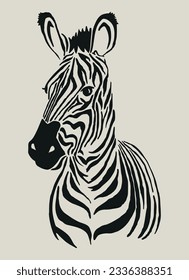 Realistic silhouette of zebra isolated 