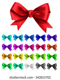 Realistic silk bows set