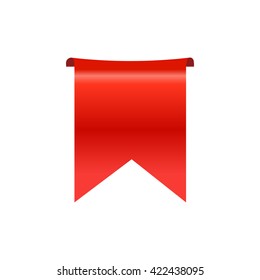 Realistic silk red vector ribbon, flag, banner. Red ribbon without shadows on white background.