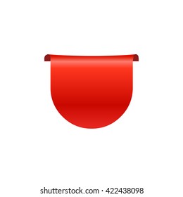 Realistic silk red vector ribbon, flag, banner. Red ribbon without shadows on white background.