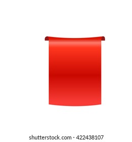 Realistic silk red vector ribbon, flag, banner. Red ribbon without shadows on white background.