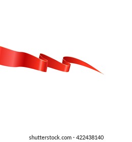 Realistic silk red vector ribbon, flag, banner. Red ribbon without shadows on white background.