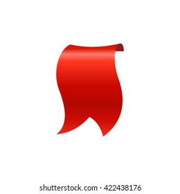 Realistic silk red vector ribbon, flag, banner. Red ribbon without shadows on white background.