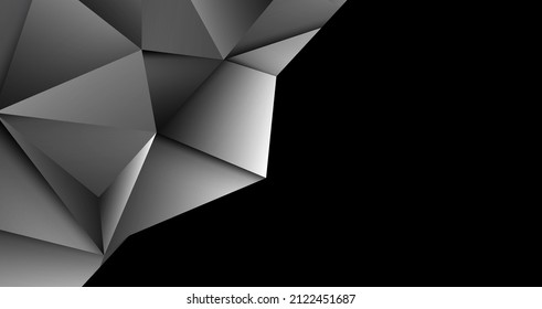 Realistic silver background, abstract geometric rumpled triangular style. 