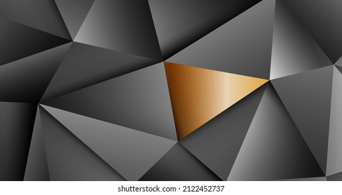 Realistic silver background, abstract geometric rumpled triangular style. 