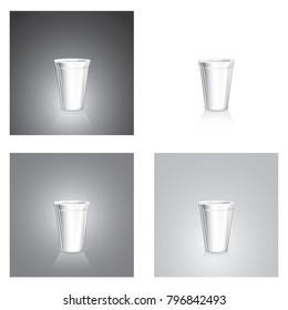 Realistic silver coffee cup set, isolated on gray and white background,Vector,eps10