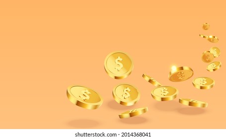 realistic silver coins on light yellow background vector illustration. cash income concept