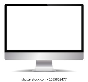 A realistic silver computer screen isolated on a white background