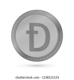 Realistic silver Dashcoin icon isolated on white. Digital currency mining. Cryptocurrency coin and  Blockchain technology concept. Easy to use vector template for websites, social media, applications.