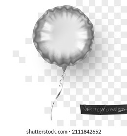 Realistic Silver Foil Balloon With Ribbons. Vector Illustration For Card, Party, Design, Flyer, Poster, Decor, Banner, Web, Advertising.	