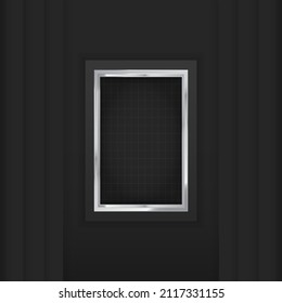 Realistic Silver Frame with Black Gradient Background