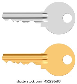 Realistic silver and gold keys