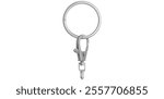 Realistic Silver Key Chain With Metal Ring Vector Illustration.	