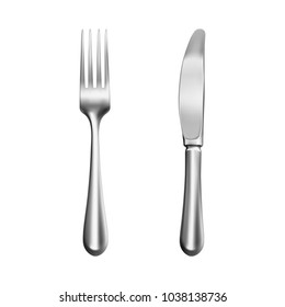 Realistic silver knife and fork – stock vector