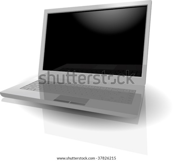Realistic Silver Laptop Black Screen Vector Stock Vector (Royalty Free