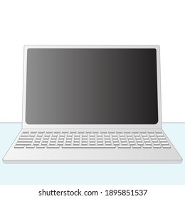 Realistic Silver Laptop isolated on white background. Notebook Computer with empty dark screen. Vector Illustration.