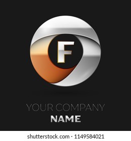 Realistic Silver Letter F Logo Symbol Stock Vector (Royalty Free ...