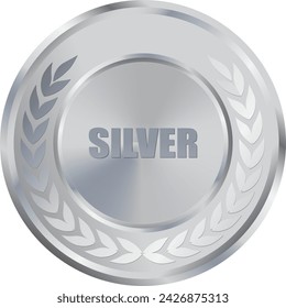 Realistic Silver Medal Vector, Silver Award, Prize, Silver Challenge Award, Medal Award winner, trophy, Silver Coin winner