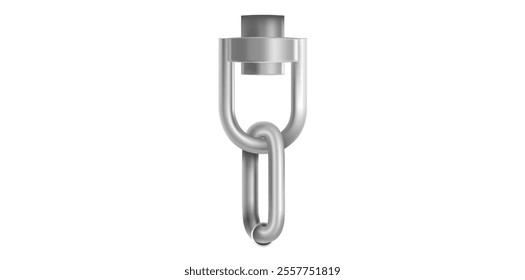 Realistic Silver Metal Clasp Vector Illustration.	
