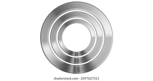 Realistic Silver Metal Rings Vector Illustration.	