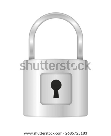 Realistic silver metallic padlock with keyhole