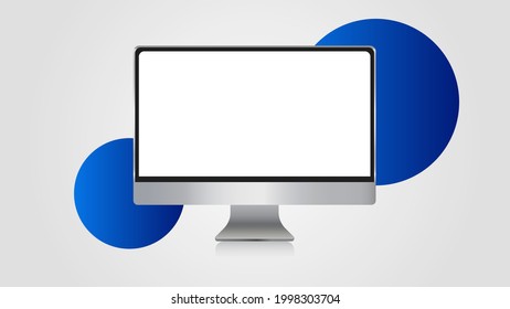Ilustración de pantalla delgada moderna de plata realista monitor de computadora de pantalla vectorial.
